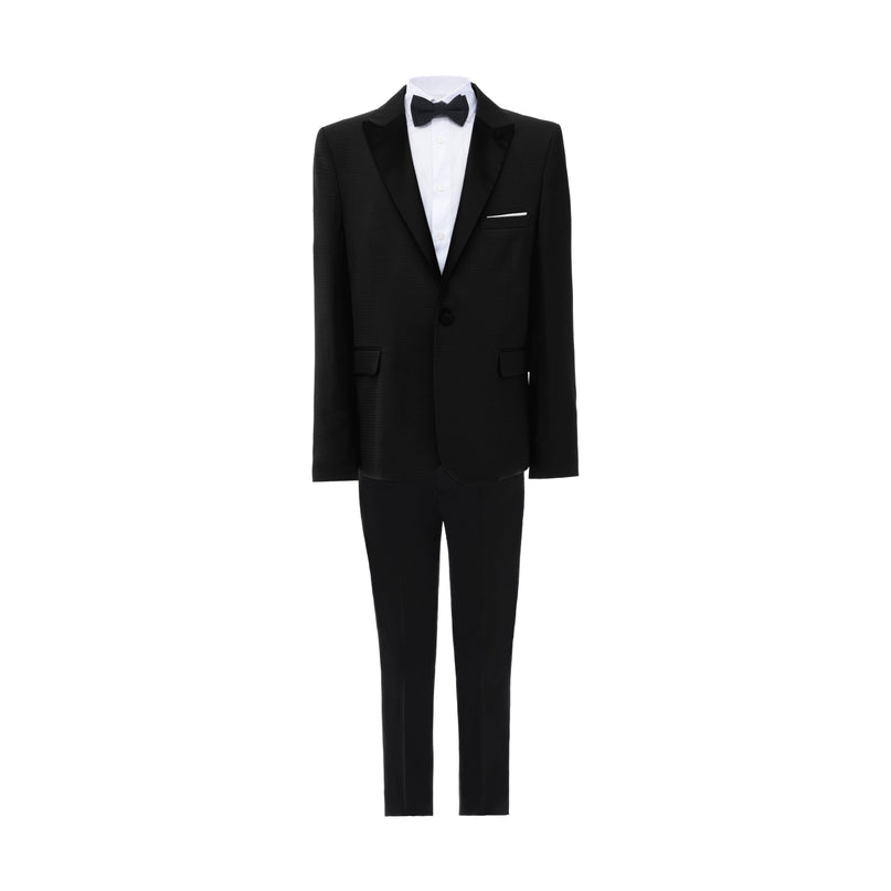 kids atelier moustache Black Satin-Lapel Formal Suit Set