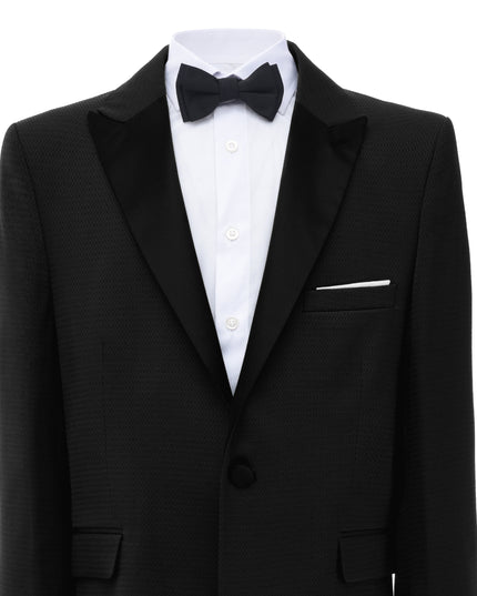 kids atelier moustache Black Satin-Lapel Formal Suit Set