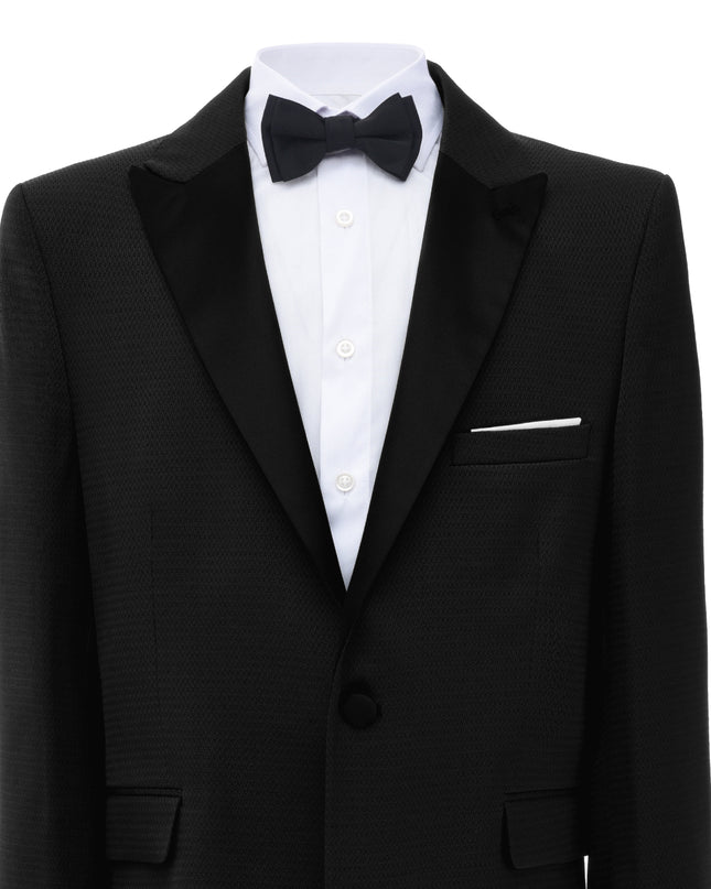 kids atelier moustache Black Satin-Lapel Formal Suit Set