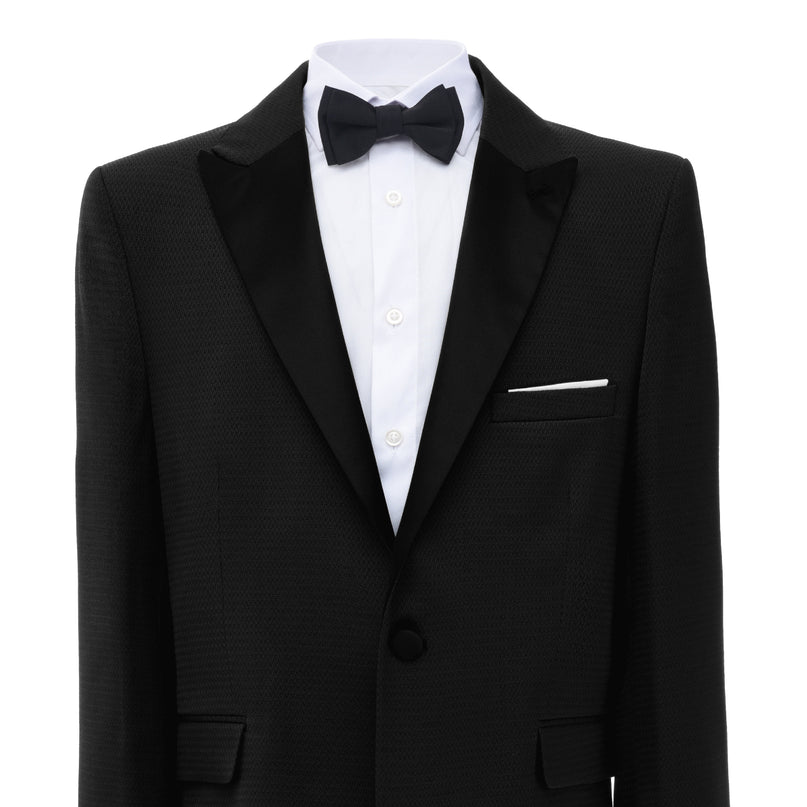 kids atelier moustache Black Satin-Lapel Formal Suit Set