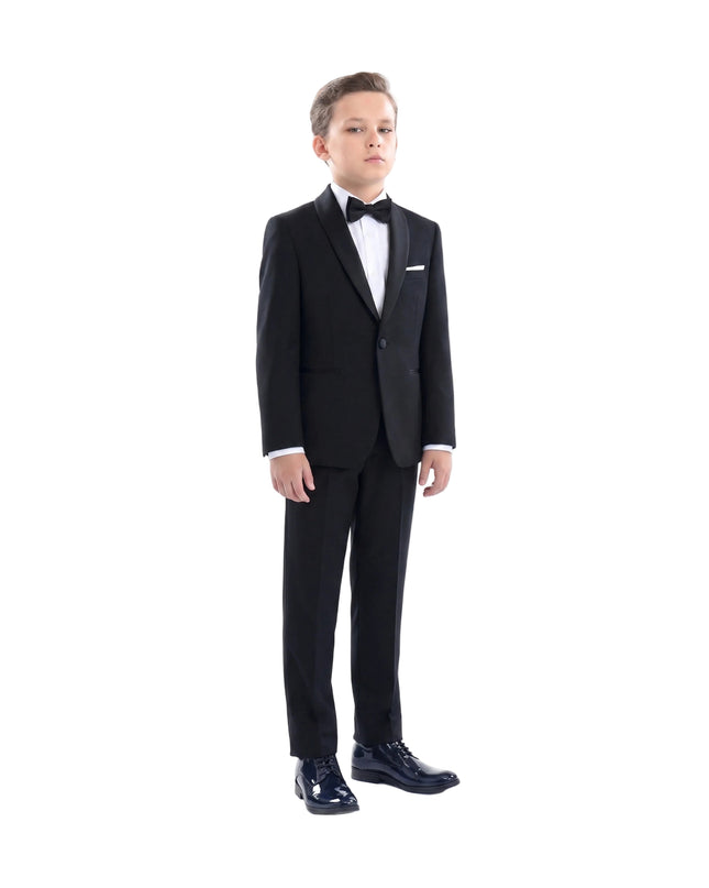 kids atelier moustache Black Suit with Black Shawl Lapel