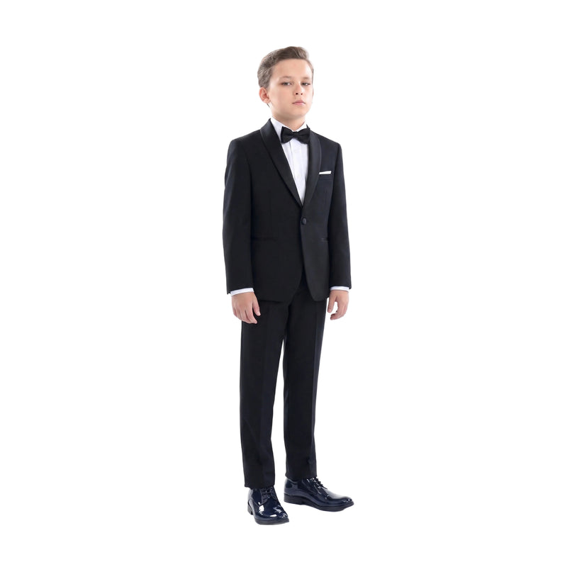 kids atelier moustache Black Suit with Black Shawl Lapel