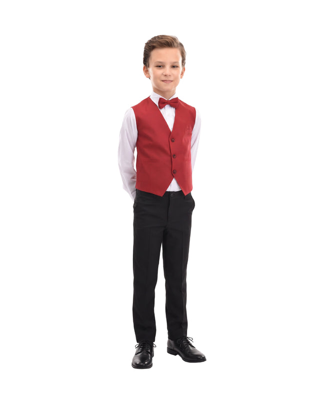 kids atelier moustache Red Lachlan Vest Outfit Set
