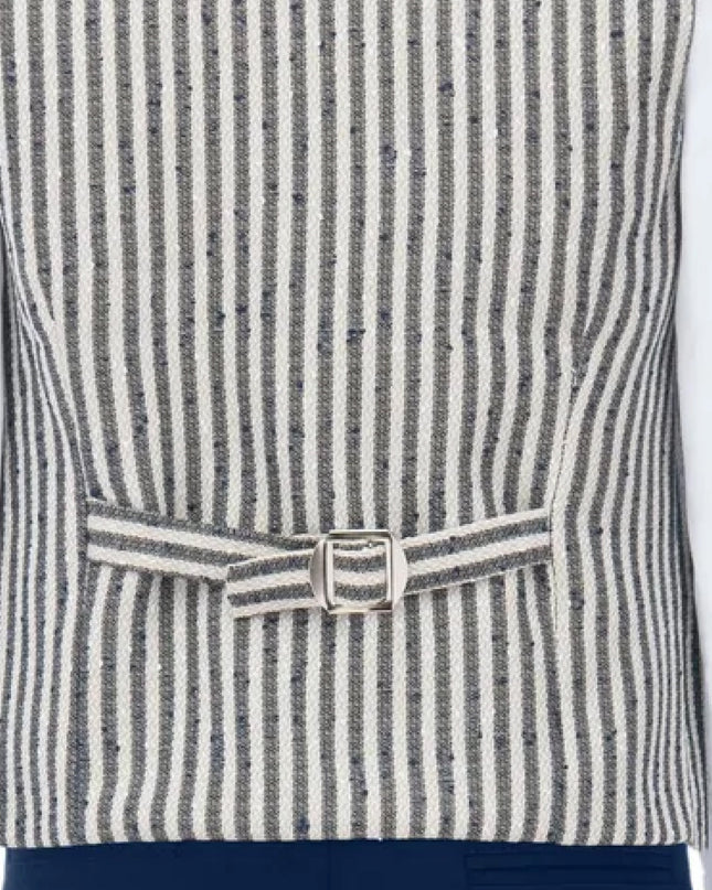 kids atelier moustache Gray Ruggero Striped Vest Outfit Set
