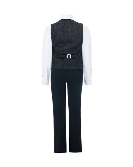 kids atelier moustache Black Nero Floral Vest Outfit Set