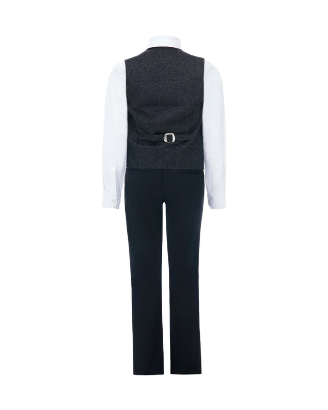 kids atelier moustache Black Nero Floral Vest Outfit Set