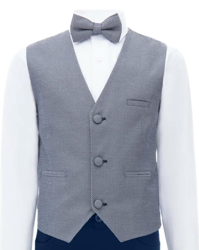 kids atelier moustache Gray Almendra Vest Outfit Set