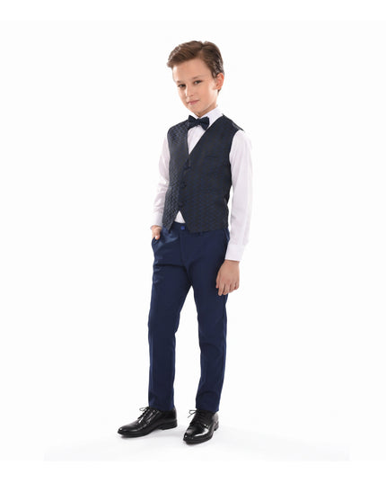 kids atelier moustache Blue Ezio Vest Outfit Set