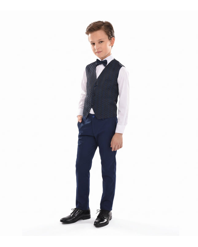 kids atelier moustache Blue Ezio Vest Outfit Set