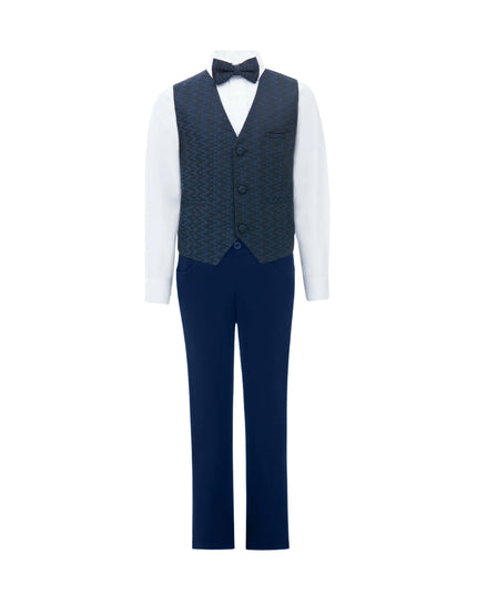 kids atelier moustache Blue Ezio Vest Outfit Set