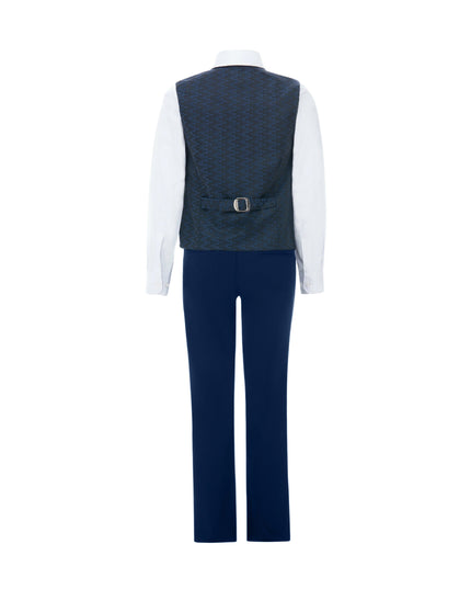 kids atelier moustache Blue Ezio Vest Outfit Set