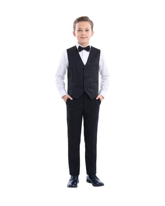 kids atelier moustache Black Zenon Vest Outfit Set