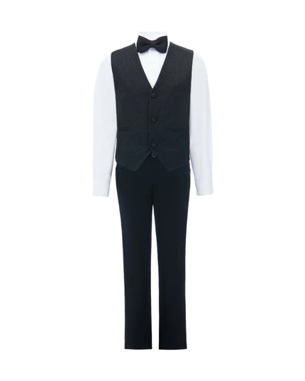 kids atelier moustache Black Zenon Vest Outfit Set
