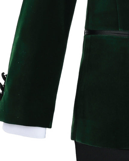 kids atelier moustache Green Velvet Suit with Black Accents