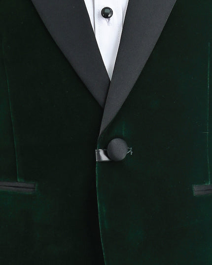 kids atelier moustache Green Velvet Suit with Black Accents
