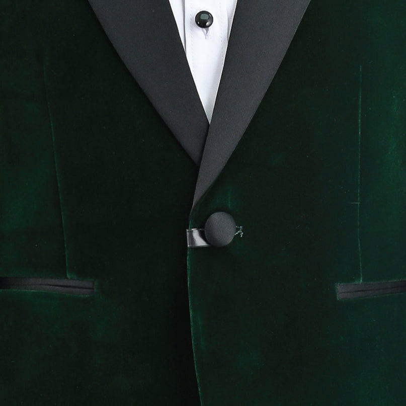 kids atelier moustache Green Velvet Suit with Black Accents