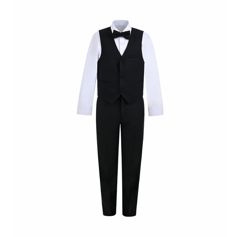 kids atelier moustache Black Formal Vest Suit Set