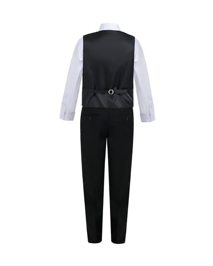 kids atelier moustache Black Formal Vest Suit Set