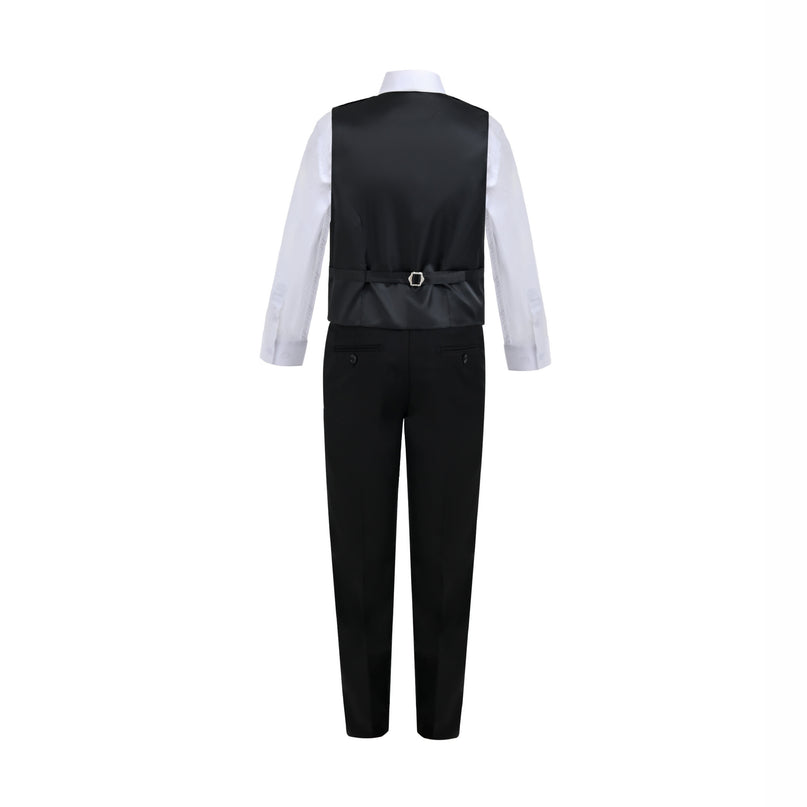 kids atelier moustache Black Formal Vest Suit Set