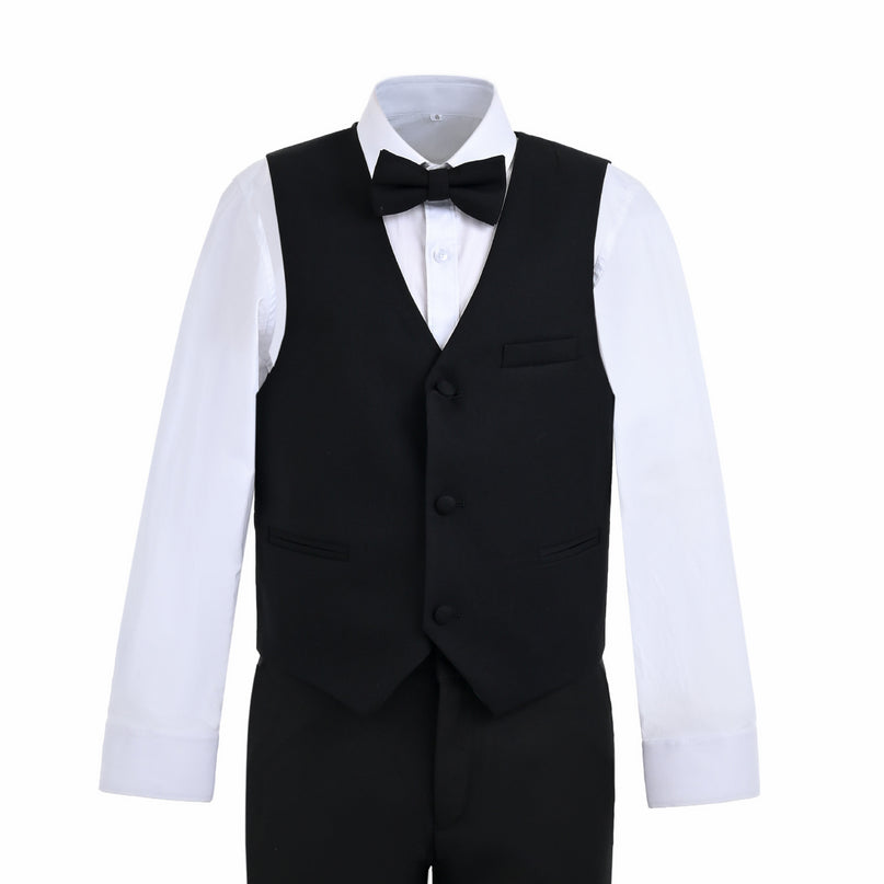 kids atelier moustache Black Formal Vest Suit Set