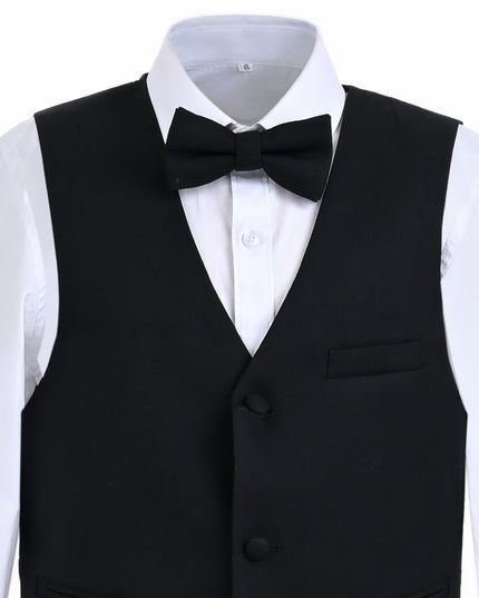 kids atelier moustache Black Formal Vest Suit Set