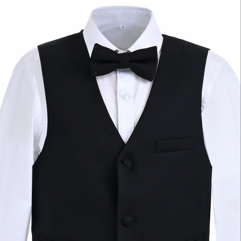 kids atelier moustache Black Formal Vest Suit Set