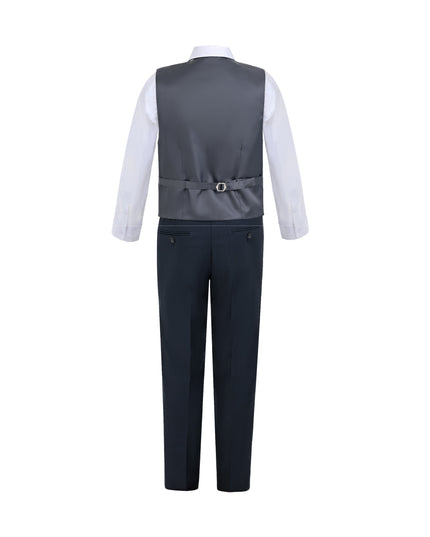 kids atelier moustache Gray Formal Vest Suit Set