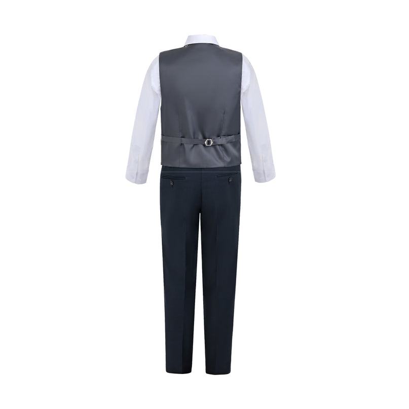kids atelier moustache Gray Formal Vest Suit Set