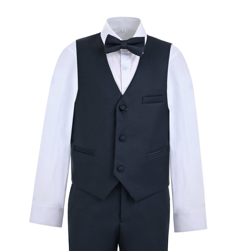 kids atelier moustache Gray Formal Vest Suit Set