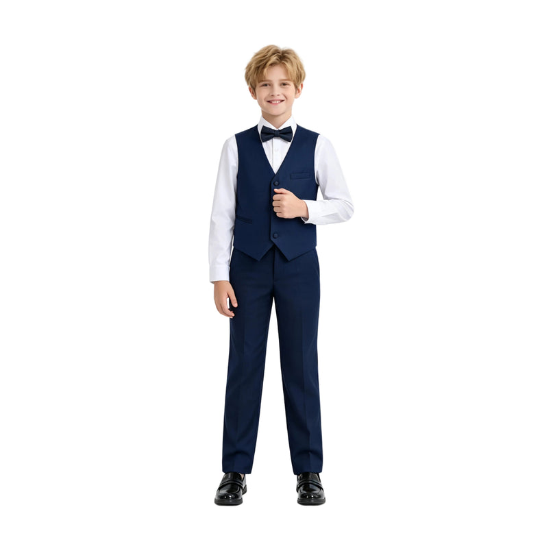 kids atelier moustache Navy Formal Vest Suit Set
