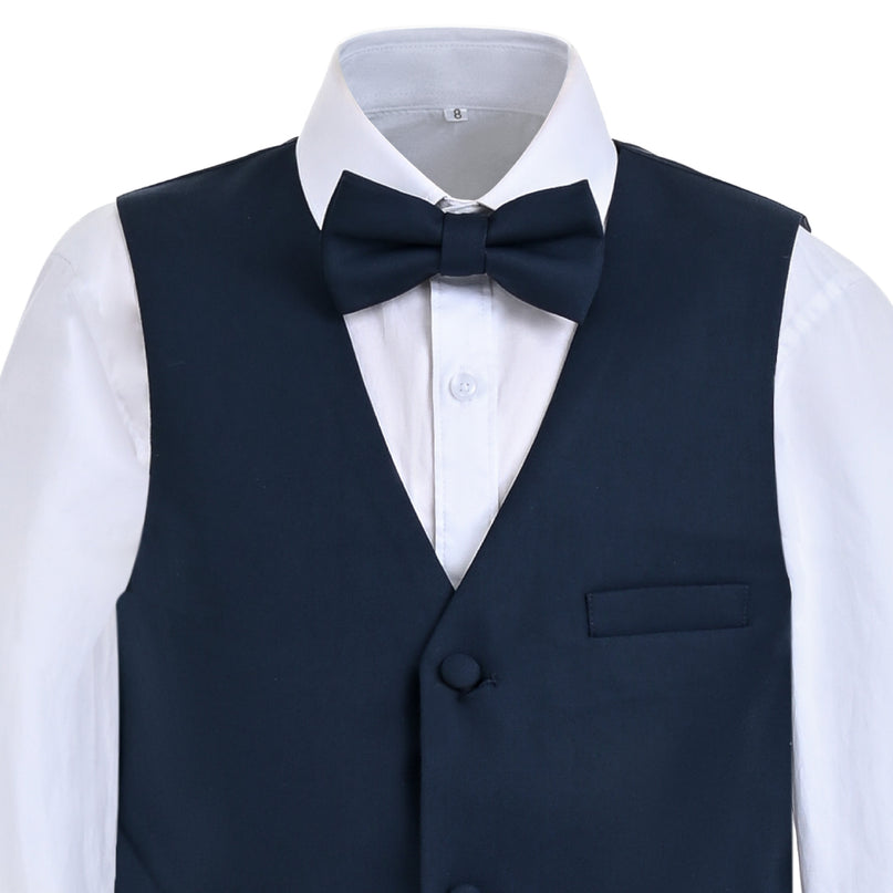 kids atelier moustache Navy Formal Vest Suit Set