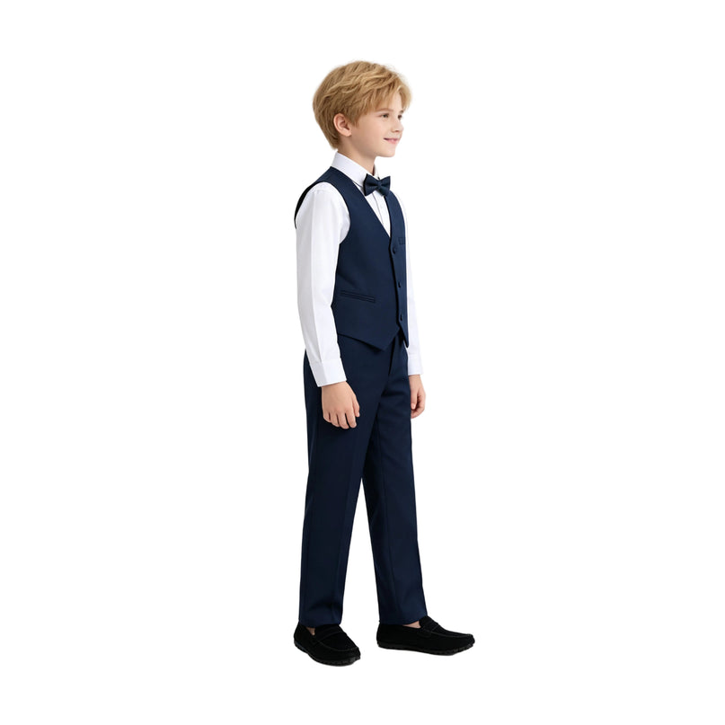 kids atelier moustache Navy Formal Vest Suit Set