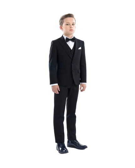 kids atelier moustache Black Peak Lapel Tuxedo Set