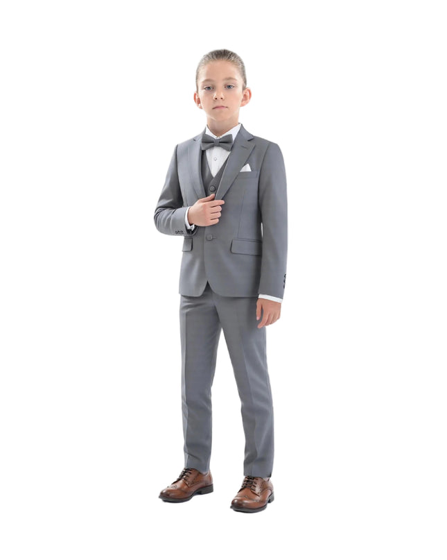 kidsatelier-moustache-Light-Gray-Peak-Lapel-Tuxedo-Set