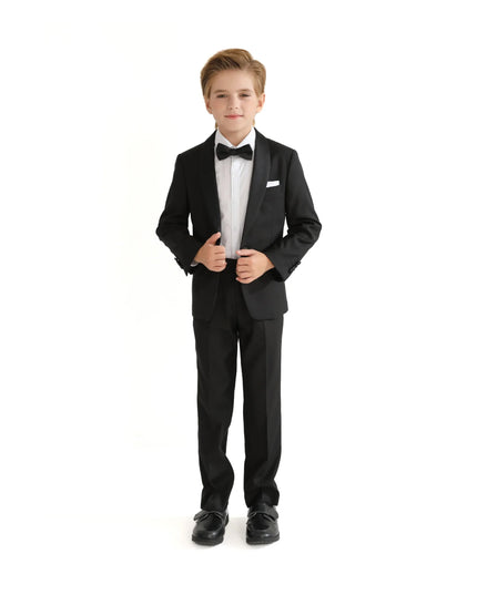 kids atelier moustache Black Shawl Lapel Wool Suit
