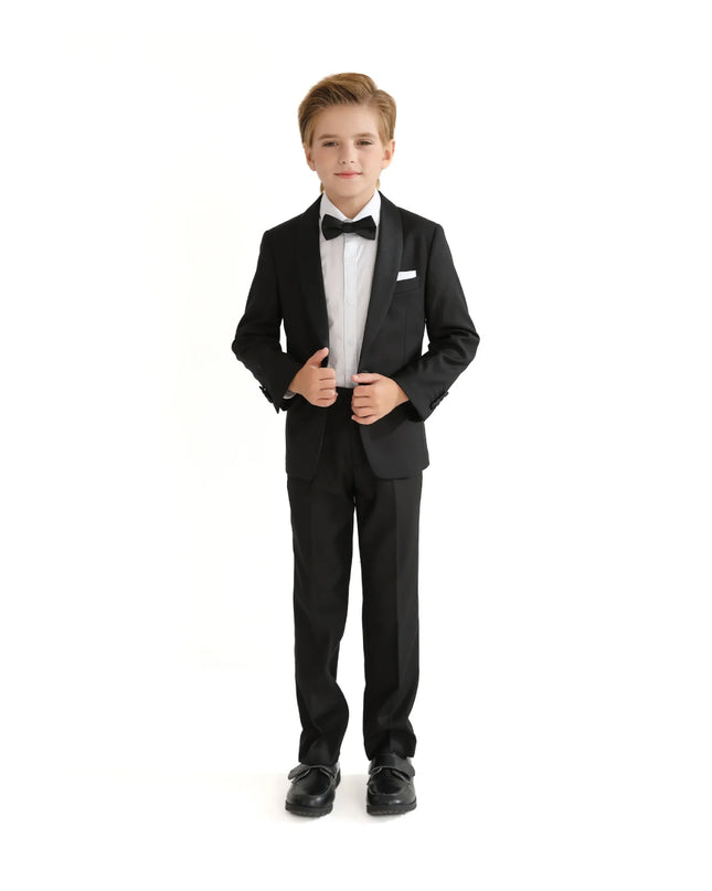kids atelier moustache Black Shawl Lapel Wool Suit