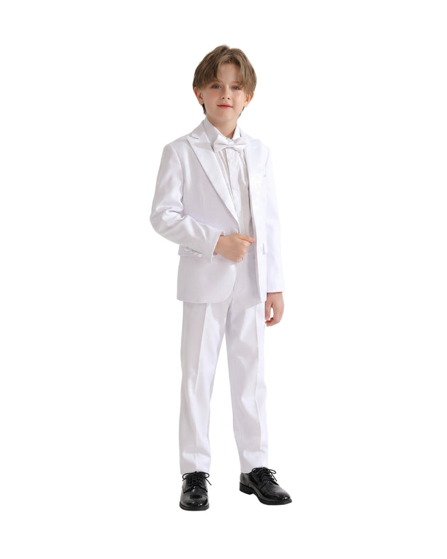 kids atelier moustache White Peak Lapel Trim Wool Suit