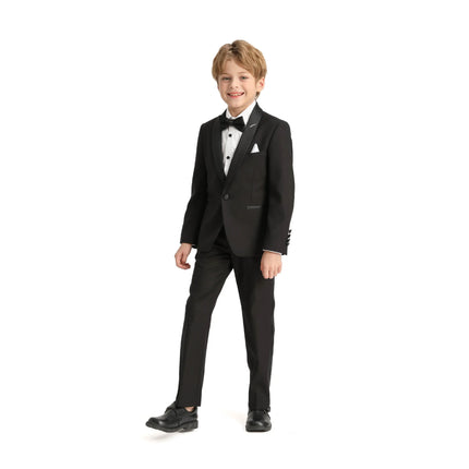 kids atelier moustache Black Moustache Shawl Lapel Tuxedo Set