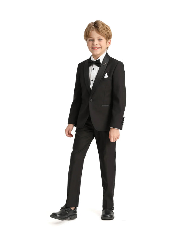 kids atelier moustache Black Moustache Shawl Lapel Tuxedo Set
