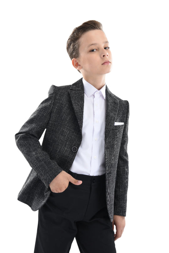 Smoky Gray Peak Lapel Blazer