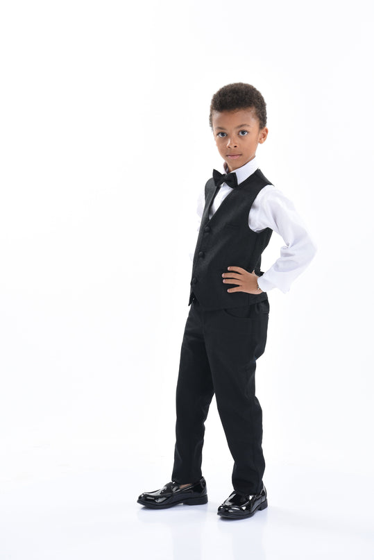 Black Print Vest & Bowtie