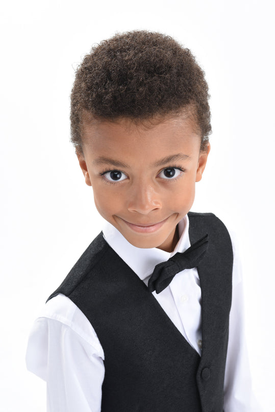 Black Print Vest & Bowtie