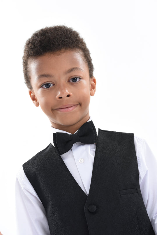 Black Print Vest & Bowtie