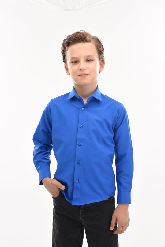 Blue Solid Dress Shirt