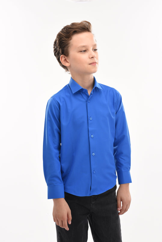 Blue Solid Dress Shirt