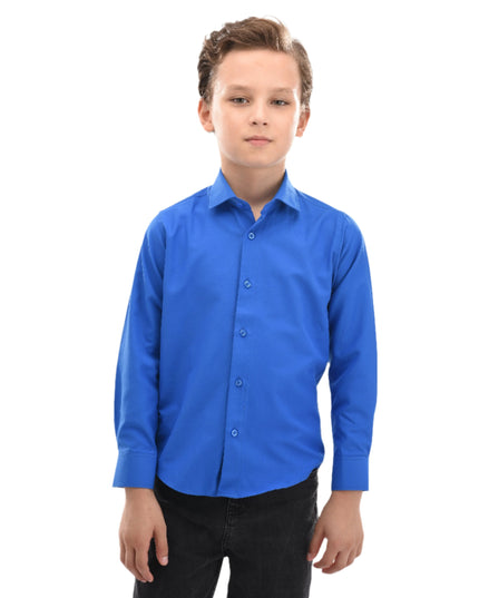 Blue Solid Dress Shirt