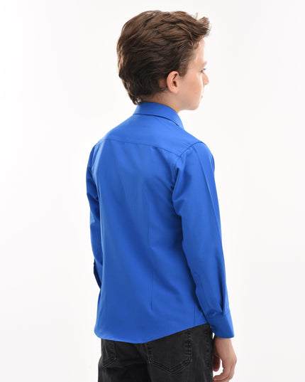 Blue Solid Dress Shirt