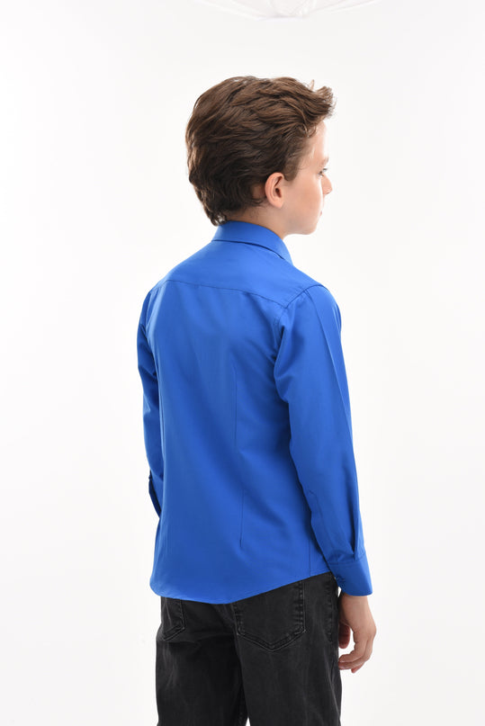 Blue Solid Dress Shirt