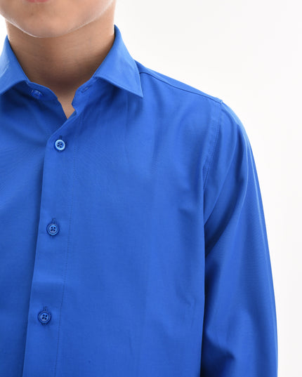 Blue Solid Dress Shirt