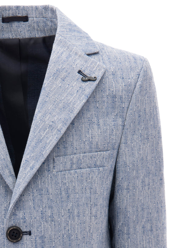 Blue Tweed Peak Lapel Blazer